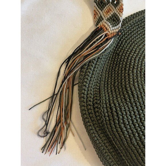 Nativo Macrame Crochet Round Crossbody Handbag Aztec Strap Southwest Fringe - Picture 5 of 11